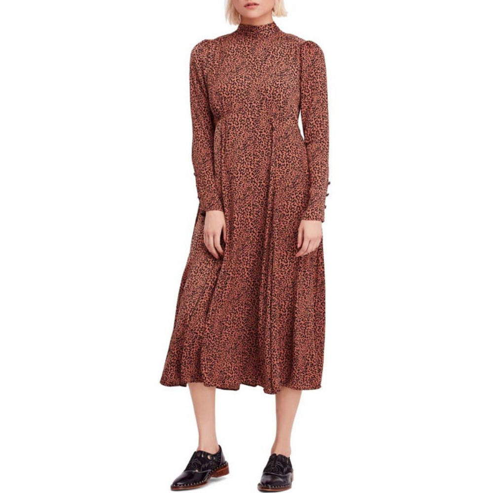 Free People NWT Loveless Leopard Midi Boho Dress 4